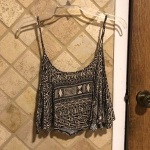 Black and Tan Patterned Crop Top